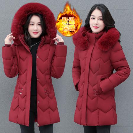 连帽中长款加厚冬季女士棉衣保暖棉袄百搭时尚外套棉衣 服裝批發女裝批發服飾貨源