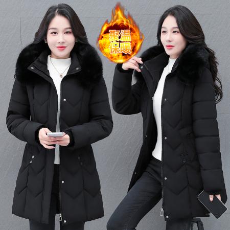 连帽中长款加厚冬季女士棉衣保暖棉袄百搭时尚外套棉衣 服裝批發女裝批發服飾貨源