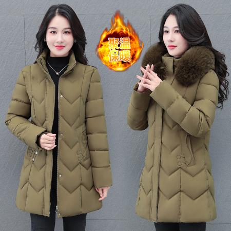 连帽中长款加厚冬季女士棉衣保暖棉袄百搭时尚外套棉衣 服裝批發女裝批發服飾貨源