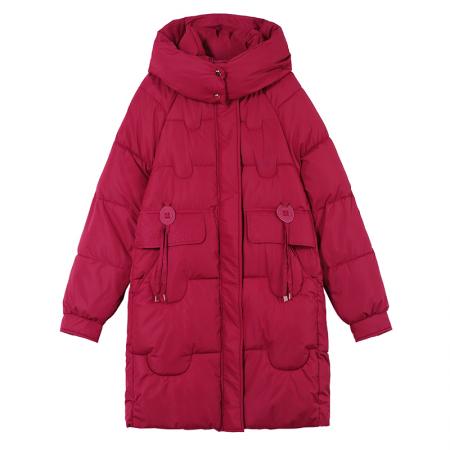 保暖时尚中长款冬季新款纯色棉服可脱卸连帽简约舒适百搭 服裝批發女裝批發服飾貨源