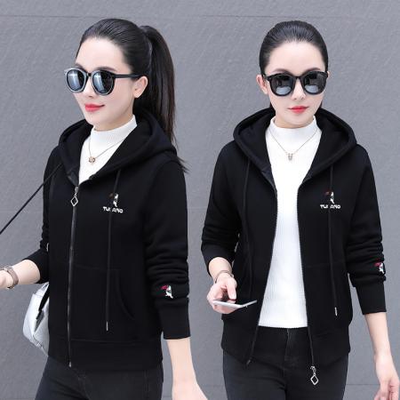 外套秋冬新款开衫连帽女时尚大码女装韩版外套 可二开 服裝批發女裝批發服飾貨源