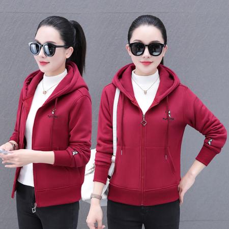 外套秋冬新款开衫连帽女时尚大码女装韩版外套 可二开 服裝批發女裝批發服飾貨源