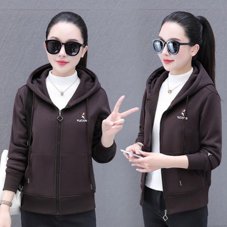 外套秋冬新款开衫连帽女时尚大码女装韩版外套 可二开 服裝批發女裝批發服飾貨源