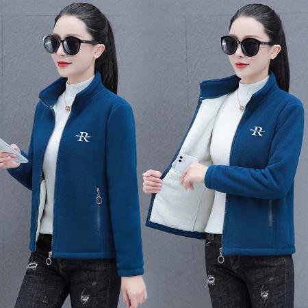 新款印字高品质抓绒衣摇粒绒短外套女秋冬新款加厚保暖开衫摇粒绒外套 服裝批發女裝批發服飾貨源