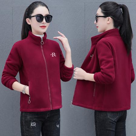 新款印字高品质抓绒衣摇粒绒短外套女秋冬新款加厚保暖开衫摇粒绒外套 服裝批發女裝批發服飾貨源