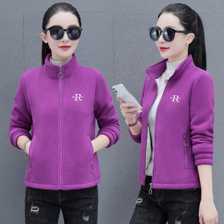 新款印字高品质抓绒衣摇粒绒短外套女秋冬新款加厚保暖开衫摇粒绒外套 服裝批發女裝批發服飾貨源