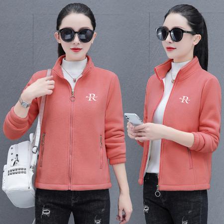新款印字高品质抓绒衣摇粒绒短外套女秋冬新款加厚保暖开衫摇粒绒外套 服裝批發女裝批發服飾貨源