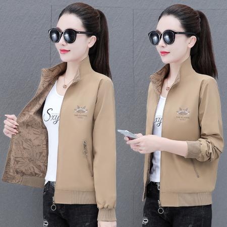 源头工厂双面穿夹克外套女春秋季小外套时尚休闲立领装小外套 服裝批發女裝批發服飾貨源