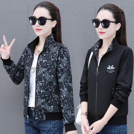 源头工厂双面穿夹克外套女春秋季小外套时尚休闲立领装小外套 服裝批發女裝批發服飾貨源