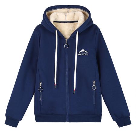 源头工厂 外套女加绒秋冬新款开衫连帽女时尚大码女装韩版外套 服裝批發女裝批發服飾貨源