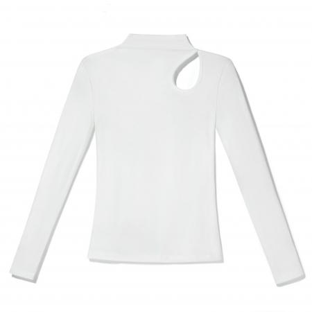 爆款春秋镂空半高领长袖修身打底衫女新款洋气黑色小心机锁骨上衣 服裝批發女裝批發服飾貨源