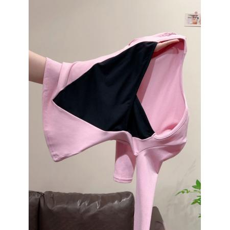 FA52335# 撞色低领长袖短款上衣秋冬名媛千金高级感轻奢性感纯欲风T恤  服裝批發女裝批發服飾貨源