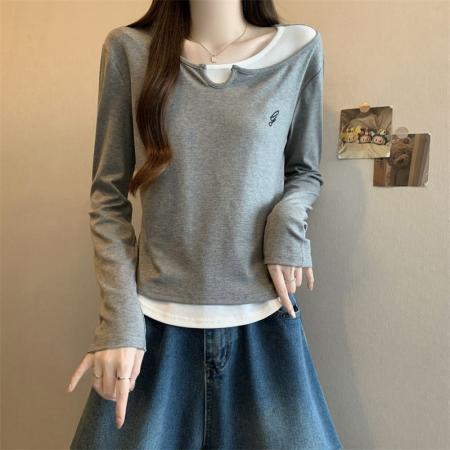 FA52349# 假两件打底衫...