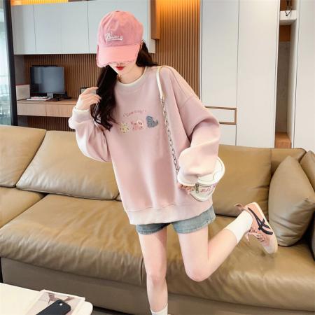 FA52350# 卫衣女加绒冬新款慵懒风设计感宽松韩版大码假两件上衣  服裝批發女裝批發服飾貨源