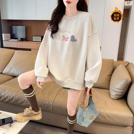 FA52350# 卫衣女加绒冬新款慵懒风设计感宽松韩版大码假两件上衣  服裝批發女裝批發服飾貨源