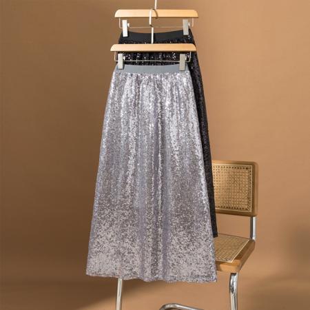 FA52394# 大码女装夏季新款韩版气质时尚百搭简约高级感亮片半身裙  服裝批發女裝批發服飾貨源