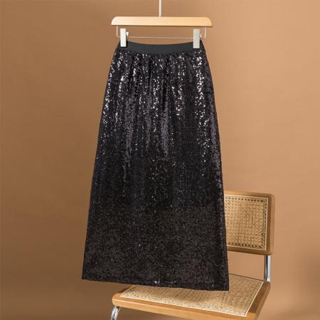 FA52394# 大码女装夏季新款韩版气质时尚百搭简约高级感亮片半身裙  服裝批發女裝批發服飾貨源