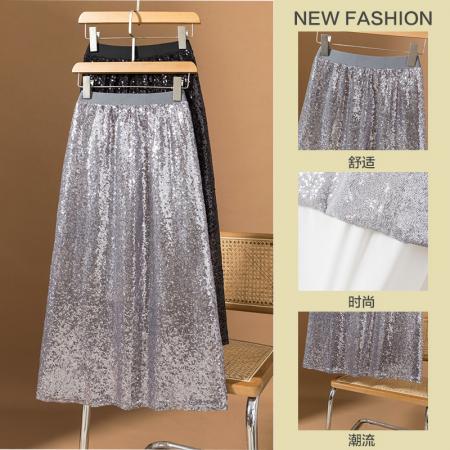 FA52394# 大码女装夏季新款韩版气质时尚百搭简约高级感亮片半身裙  服裝批發女裝批發服飾貨源