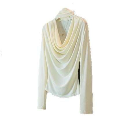 FA52398# 大码女装秋冬季新款韩版优雅慵懒质假两件荡领设计感百搭气质  服裝批發女裝批發服飾貨源