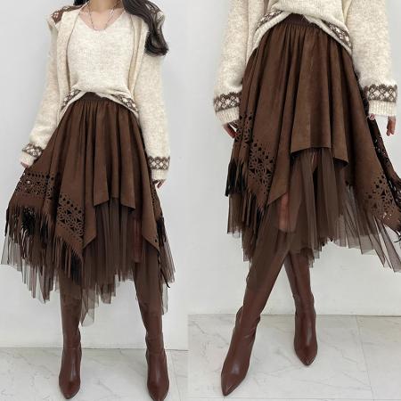 FA52407# 春季新款披肩两件套针织衫+不规则半身裙套装  服裝批發女裝批發服飾貨源