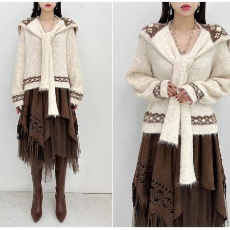 FA52407# 春季新款披肩两件套针织衫+不规则半身裙套装  服裝批發女裝批發服飾貨源