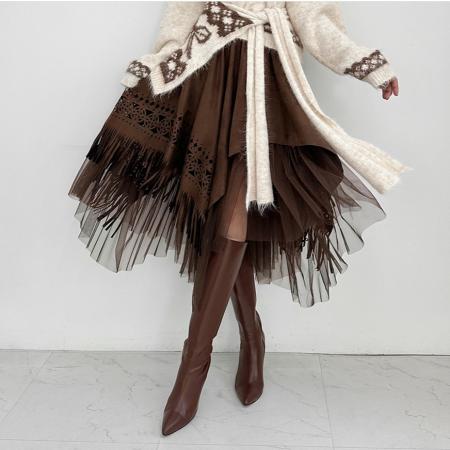 FA52407# 春季新款披肩两件套针织衫+不规则半身裙套装  服裝批發女裝批發服飾貨源