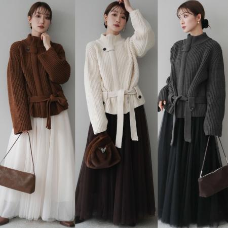 FA52418# 新款半高领女套头厚毛衣+大摆半身长裙两件套套装  服裝批發女裝批發服飾貨源