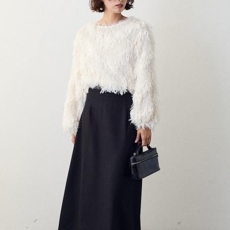 FA52421# 新款毛毛宽松套头衫+蝴蝶结长裙两件套套装  服裝批發女裝批發服飾貨源