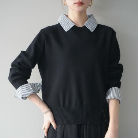 FA52423# 新款女条纹拼接女长袖针织衫+大摆网纱长裙两件套套装  服裝批發女裝批發服飾貨源