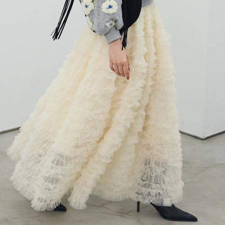 FA52425# 百搭时尚女装新款重工多层蛋糕裙蓬蓬裙超仙公主裙半身长裙  服裝批發女裝批發服飾貨源