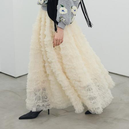 FA52425# 百搭时尚女装新款重工多层蛋糕裙蓬蓬裙超仙公主裙半身长裙  服裝批發女裝批發服飾貨源