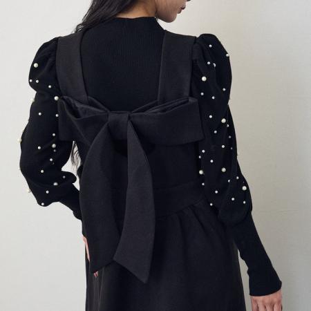 FA52426# 两穿蝴蝶结女毛呢背心长裙  服裝批發女裝批發服飾貨源