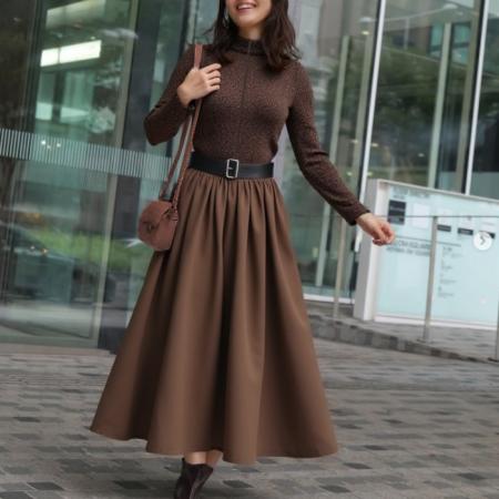 FA52429# 保暖厚优雅长袖连衣裙子女秋装新款气质长裙叠穿厚长裙  服裝批發女裝批發服飾貨源