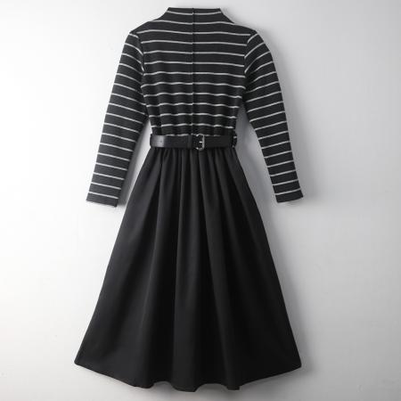 FA52429# 保暖厚优雅长袖连衣裙子女秋装新款气质长裙叠穿厚长裙  服裝批發女裝批發服飾貨源