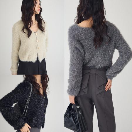 FA52434# 新款小个子V领女亮丝针织衫+蝴蝶结女休闲裤两件套套装  服裝批發女裝批發服飾貨源