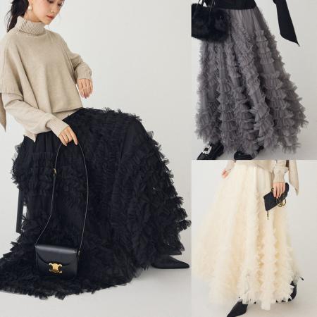 FA52436# 新款重工大摆木耳花边A字长裙女百搭蓬蓬长裙蛋糕裙  服裝批發女裝批發服飾貨源