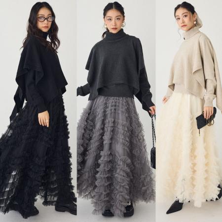 FA52436# 新款重工大摆木耳花边A字长裙女百搭蓬蓬长裙蛋糕裙  服裝批發女裝批發服飾貨源