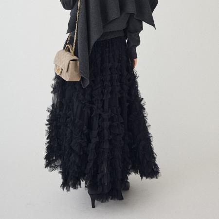 FA52436# 新款重工大摆木耳花边A字长裙女百搭蓬蓬长裙蛋糕裙  服裝批發女裝批發服飾貨源