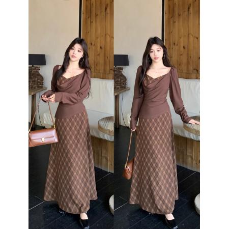 春秋新款港风复古修身显瘦胖mm...