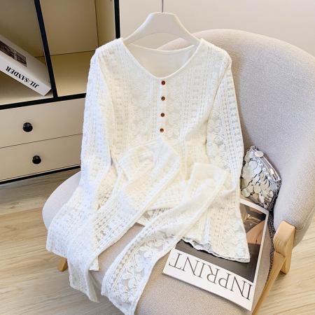 FA52444# 秋冬法式紫色温柔风气质披肩v领长袖蕾丝衬衫新款喇叭袖上衣