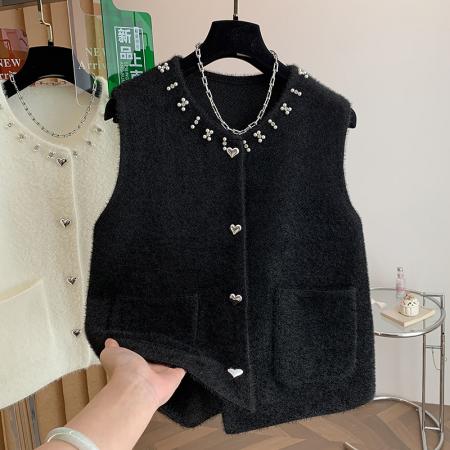 重工钉珠小香风气质针织背心马甲女秋冬高级感叠穿马夹上衣