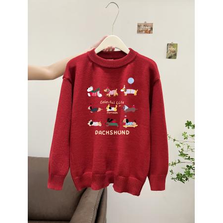 FA52462# 毛衣印花秋冬宽松针织男女情侣同款