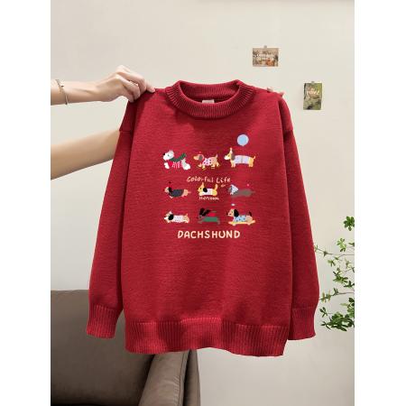 FA52462# 毛衣印花秋冬宽松针织男女情侣同款