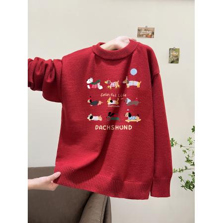 FA52462# 毛衣印花秋冬宽松针织男女情侣同款