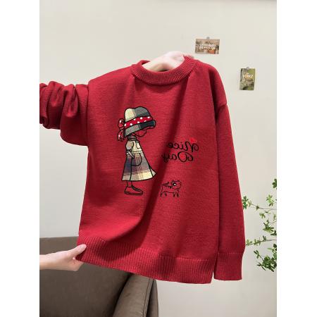 FA52463# 毛衣印花秋冬宽松针织男女情侣同款