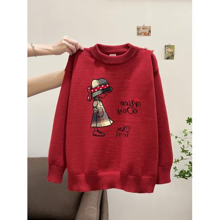 FA52463# 毛衣印花秋冬宽松针织男女情侣同款