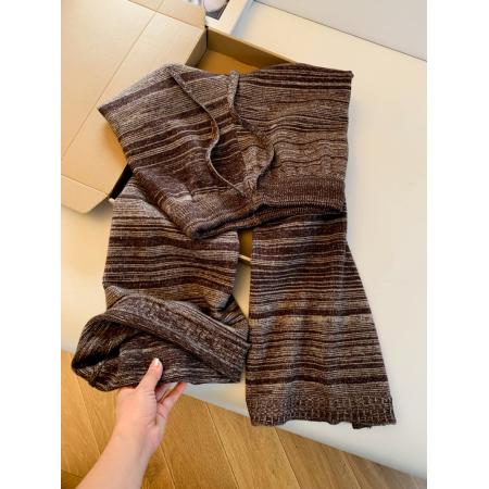 系带松紧高腰垂感直筒针织阔腿裤女秋冬宽松外穿洋气软糯拖