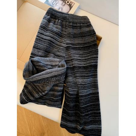 系带松紧高腰垂感直筒针织阔腿裤女秋冬宽松外穿洋气软糯拖