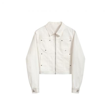 FA52479# 秋冬新款美式复古铆钉短款夹克翻领外套女辣妹百搭上衣潮