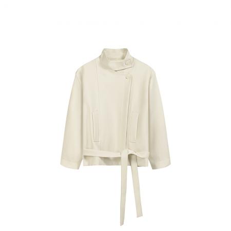 秋冬新款立领短款风衣女腰带收腰宽松英伦风廓形外套女潮